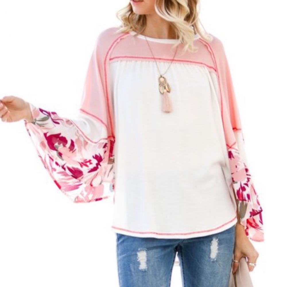 ▪️Pink Floral Sleeve Top